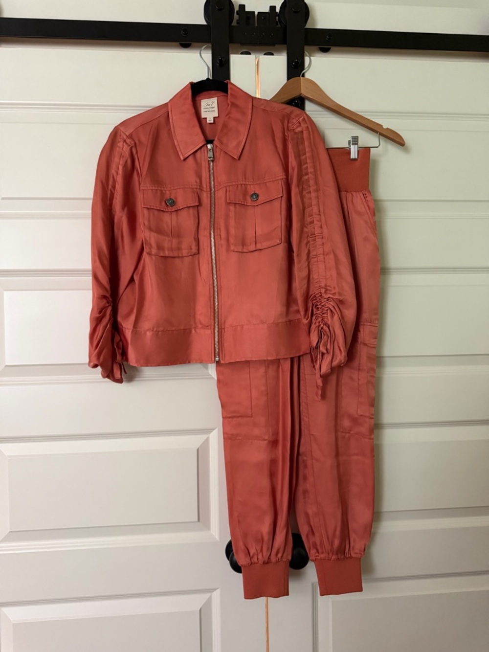 Cinq-a-Sept Women's Satin Utility Jumpsuit - Apricot - Picture 2 of 8